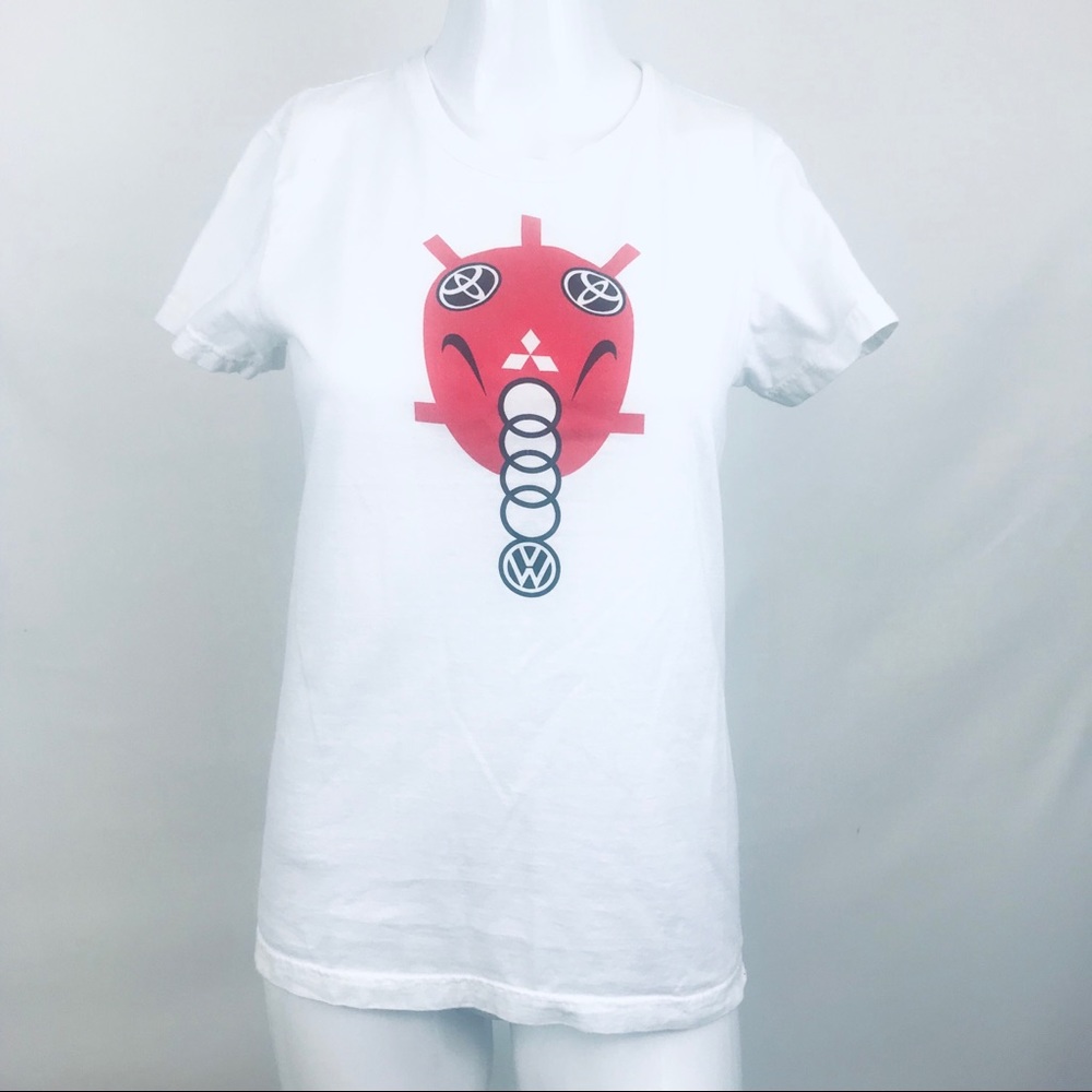 Y2K VW Graphic T Shirt Small White Red Short S…